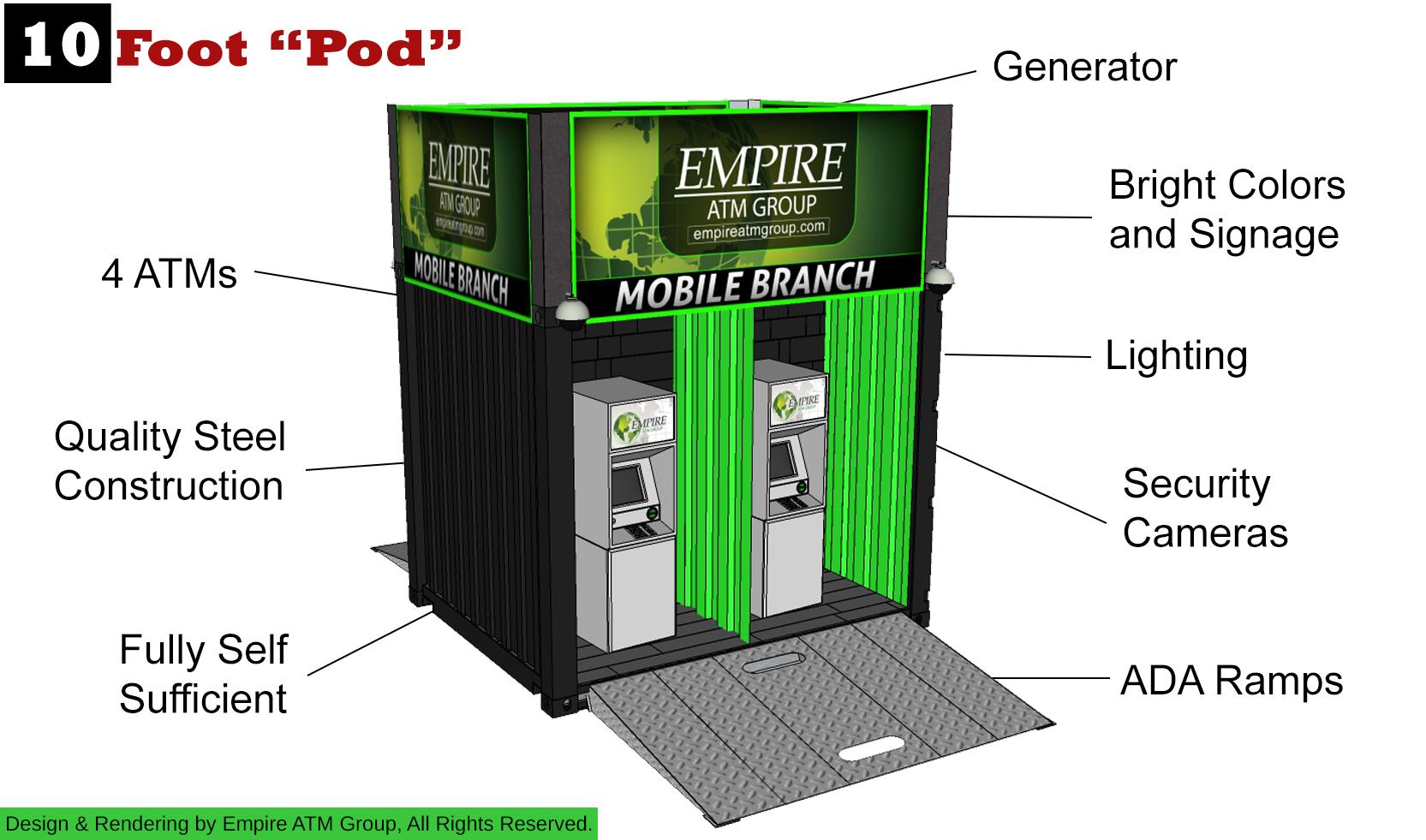 Empire ATM Group Temporary Bank Container 10' Front View, empireatmgroup.com